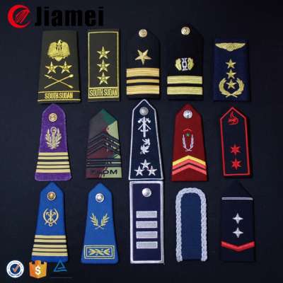 Custom military uniform shoulder embroidered epaulettes from China factory Jiamei