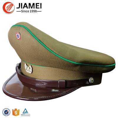 Custom good quality military uniform navy officer peaked caps/strap badges from China factory Jiamei