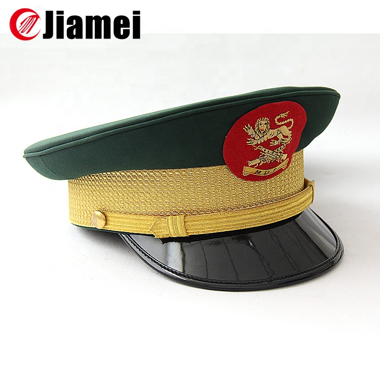 Custom good quality military uniform navy officer peaked military caps/strap badges