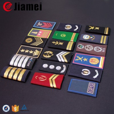 Custom military uniform accessories soft metal epaulettes shoulder rank badges from China Factory Jiamei